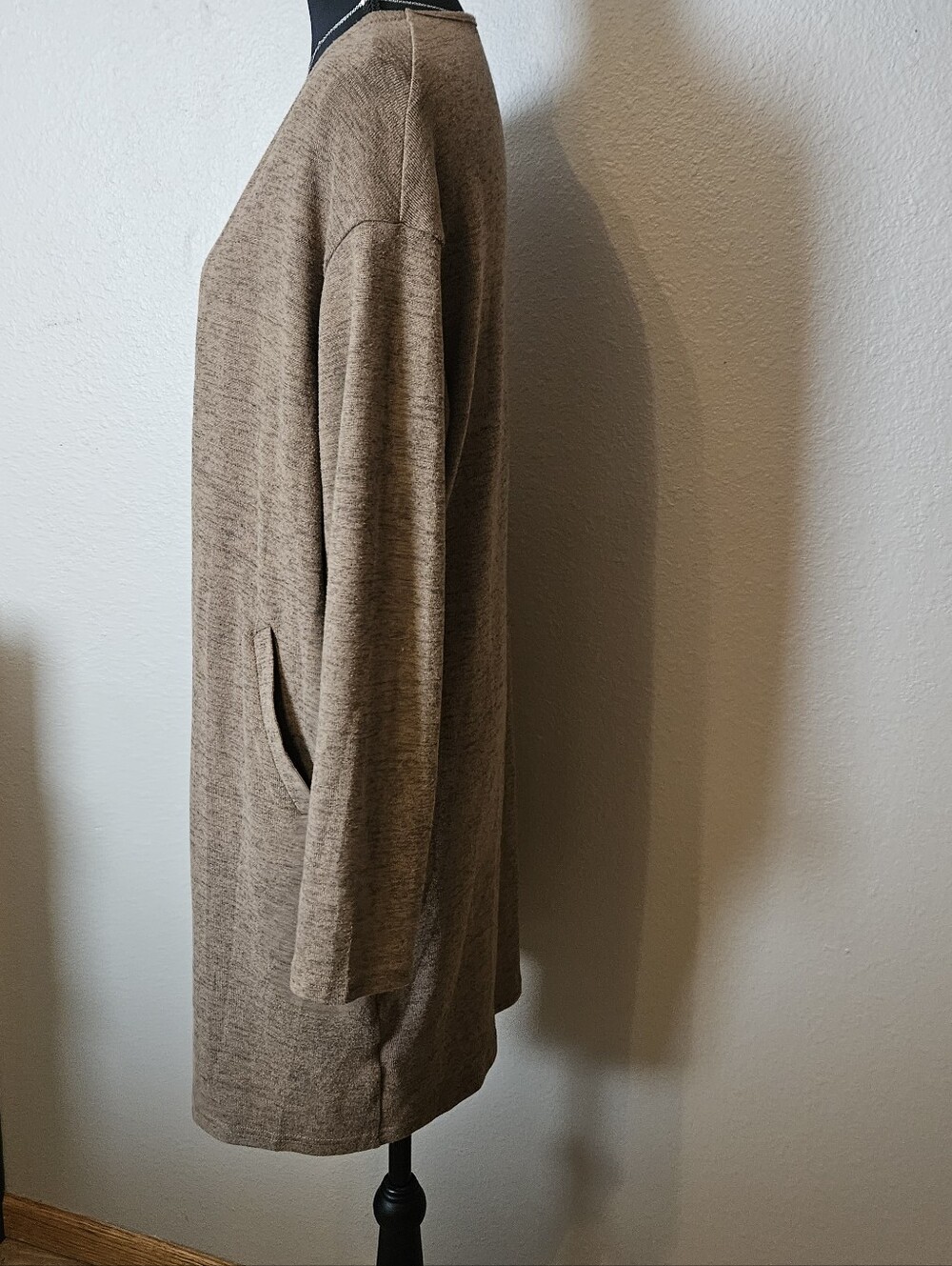 Women's Large  Open-Front Long Cardigan Sweater - Brown - Picture 6 of 6